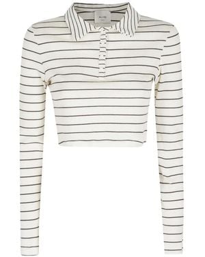Alysi Striped Collared Polo Shirt - White