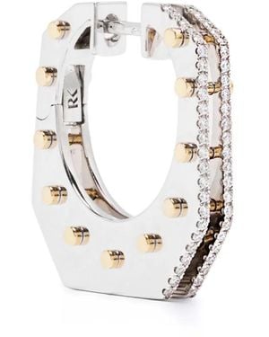Rainbow K Créoles Cyborg En Or Blanc Et Jaune 14Ct Pavées De Diamants
