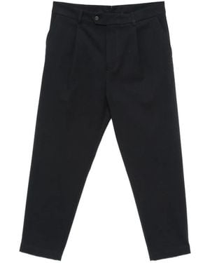 Eleventy Pleated Cotton-Blend Pants - Black