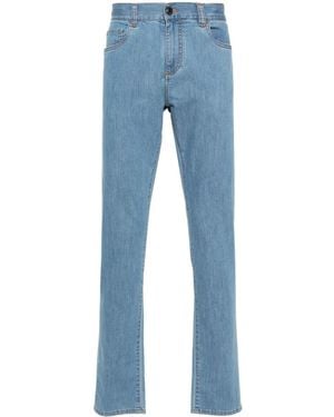 Canali Logo-Patch Slim-Fit Jeans - Blue