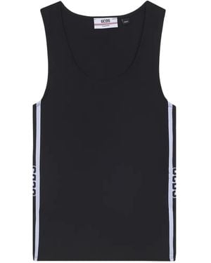 Gcds Logo-Print Side-Stripe Tank Top - Black