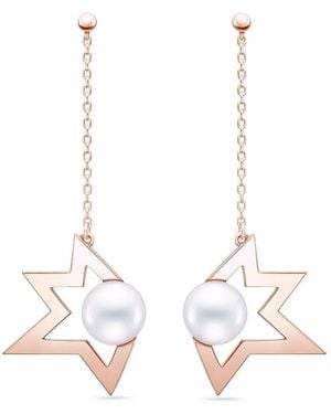 Tasaki Comet Plus 18Kt Roségouden Oorbellen - Wit