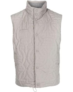 Ferragamo Chaleco Acolchado Con Cuello Alto - Gris