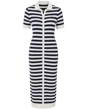 Tommy Hilfiger Striped Polo-Collar Midi Dress - White