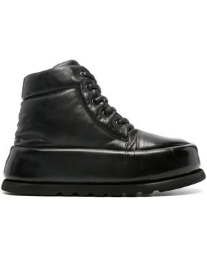 Marsèll Leather Platform Combat Boots - Black