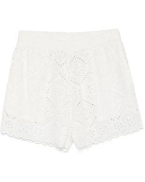 MC2 Saint Barth Meave Broderie-Anglaise Scalloped-Hem Shorts - White