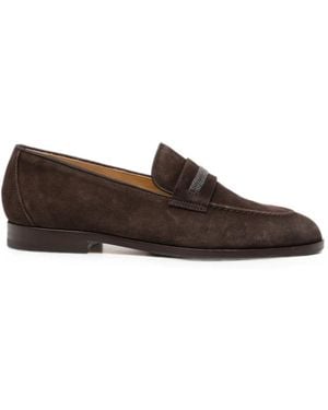 Doucal's Eleanor Bead-Embellished Loafers - Brown
