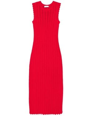 Altuzarra Scalloped-Trim Midi Dress - Red