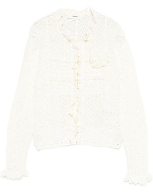 Ba&sh Ruffled Crochet Cardigan - White
