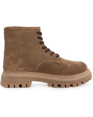 SERGIO MORETTI FIRENZE Lace-Up Suede Ankle Boots - Brown
