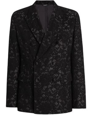 Dolce & Gabbana Double-Breasted Lace Blazer - Black