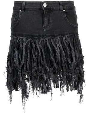 Blumarine Minifalda vaquera con flecos - Negro