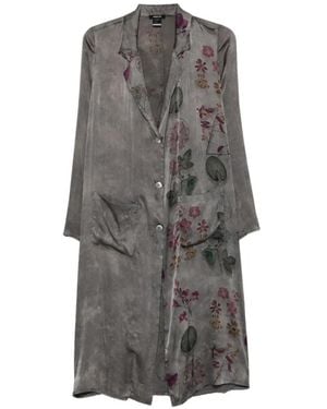 Avant Toi Floral Print Coat - Grey