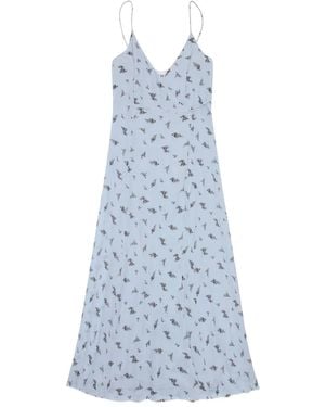 Ganni Wickelkleid Mit Blumen-Print - Blau