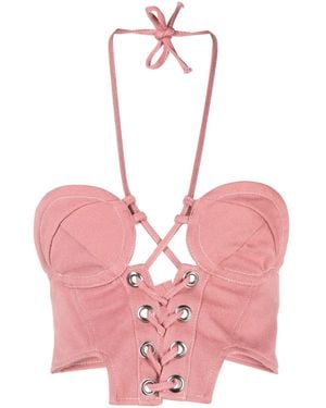 Julfer Corset-Style Cotton Top - Pink