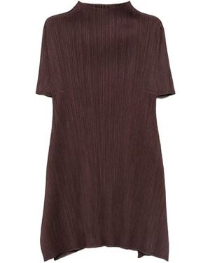 Pleats Please Issey Miyake Abito Corto A Collo Alto - Marrone