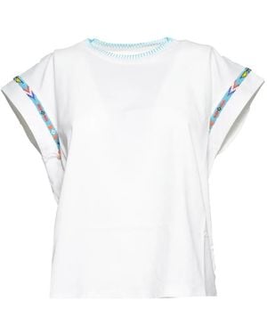 FRONT STREET 8 Bead-Embellished Whipstitch-Trim T-Shirt - White