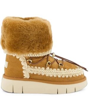 Mou Bounce Fur-Cuff Boots - Natural