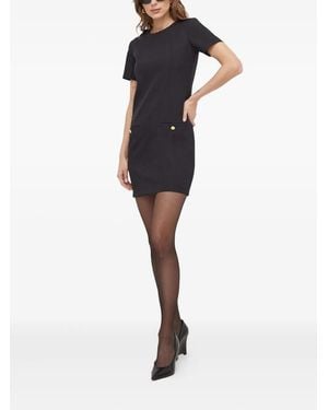 Silvian Heach Crew-Neck Embellished-Buttons Mini Dress - Black