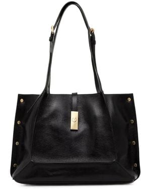 Pollini Small Austin Stud-Embellished Logo-Plaque Shoulder Bag - Black