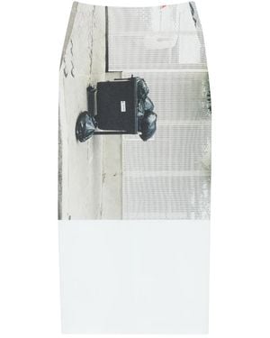 Issey Miyake Graphic-Print Street View Pencil Skirt - White