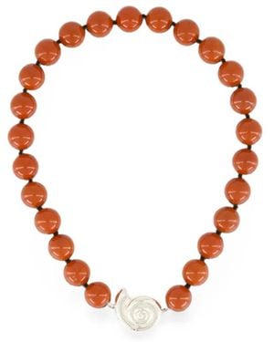 Le Sundial Collar Nautilus Con Cuentas De Jaspe - Naranja