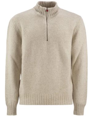 Kiton Cashmere Half-Zip Jumper - White