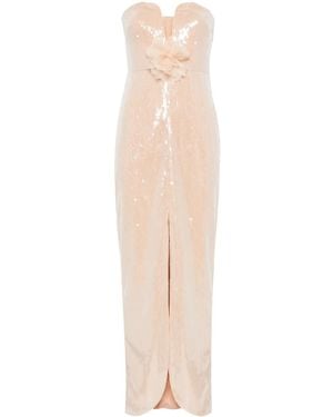 Self-Portrait Sequinned Maxi Dress - Natural
