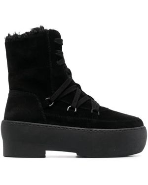 Gia Borghini Flatform Lace-Up Suede Boots - Black
