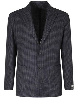 Tagliatore Houndstooth Buttoned Blazer - Blue
