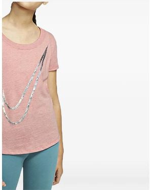 Nike Swoosh-Print Scoop-Neck T-Shirt - Pink