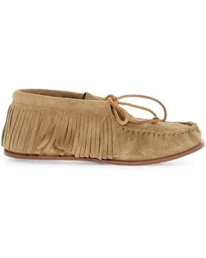 Pierre Hardy Tahoe Fringed Suede Loafers - Natural