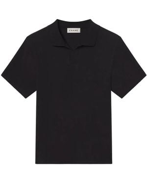 FRAME Open-Collar T-Shirt - Black