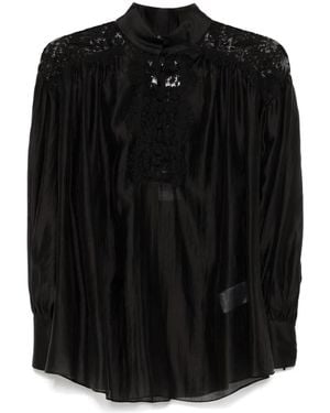 Nissa Lace-Detail Blouse - Black