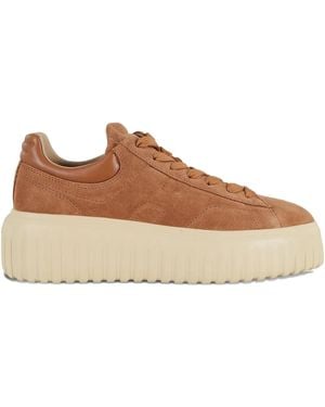 Hogan H-stripes Suede Platform Sneakers - ブラウン