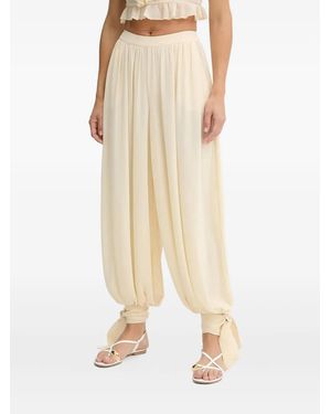 Bardot Tie-Cuff Gathered Trousers - Natural