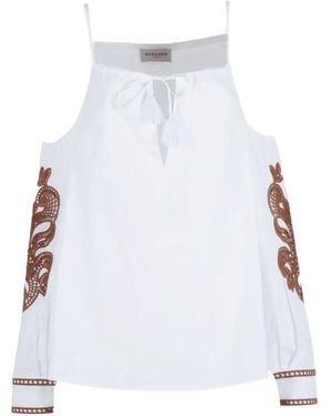 ERMANNO FIRENZE Blouse Brodée À Épaules Dénudées - Blanc