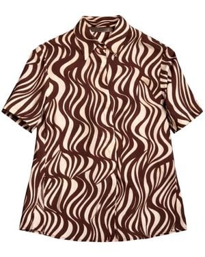 Enza Costa Resort Wave-Print Shirt - Brown