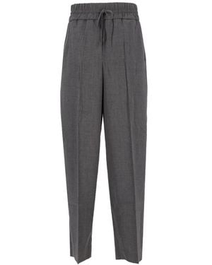 Ami Paris Elasticated-Waist Wool Trousers - Grey