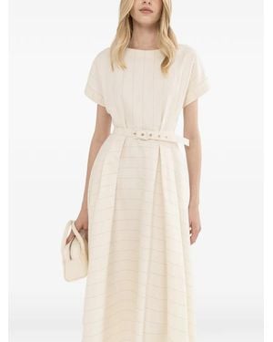 Nissa Robe Mi-Longue Ceinturée À Rayures - Neutre