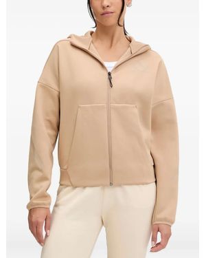 adidas Logo-Detail Zip-Up Hoodie - Natural