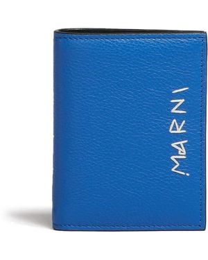 Marni Logo-Embroidered Bi-Fold Wallet - Blue