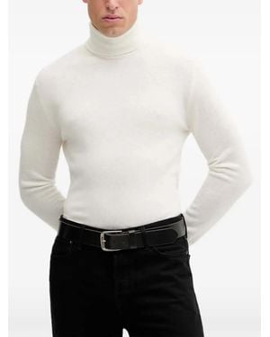 Benetton Ribbed-Knit Roll-Neck Jumper - White