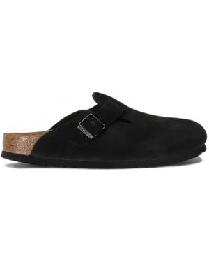 Birkenstock Boston Suede Mules - Black