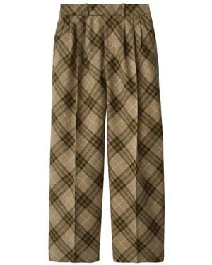 Burberry チェック テーラードパンツ - グリーン
