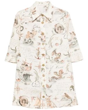 Zimmermann Buttoned Graphic Mini Dress - White