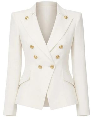 Elisabetta Franchi Double-Breasted Button Jacket - White