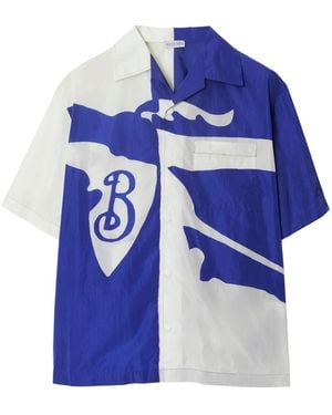 Burberry Equestrian Knight Two-Tone Shirt - Blue