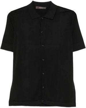 Jeordie's Button-Down Short-Sleeve Cotton Shirt - Black