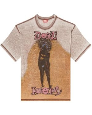 DIESEL Studded Graphic T-Shirt - Natural